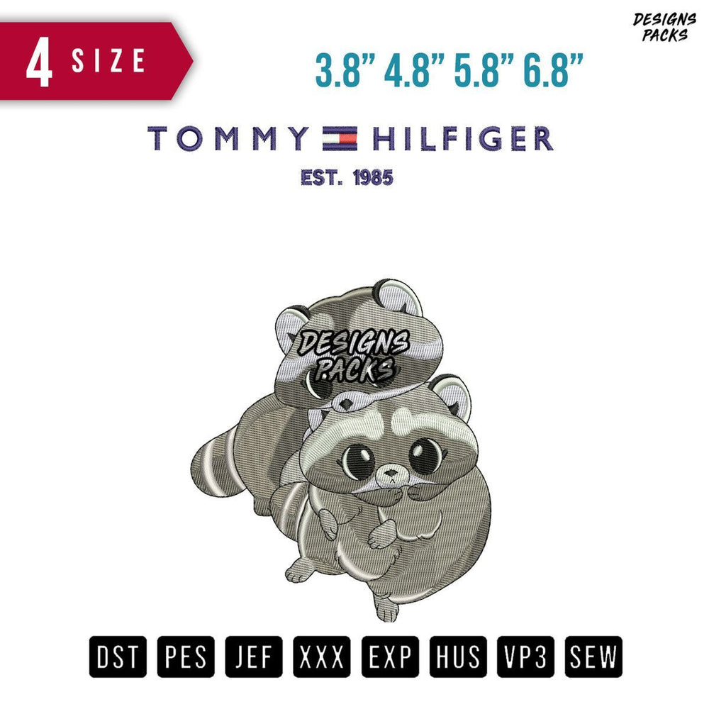 Raccoon Brand Tommy Embroidery Design