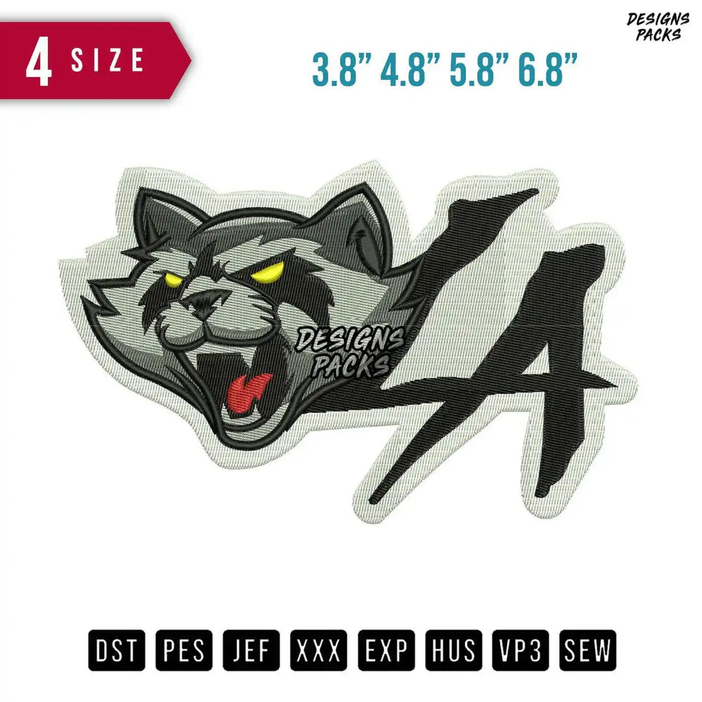 Racoon LA Embroidery Design