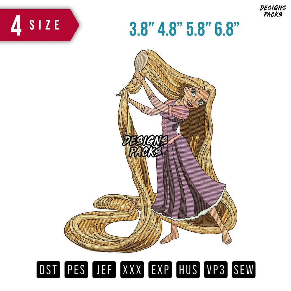Rapunzel Stand Embroidery Design