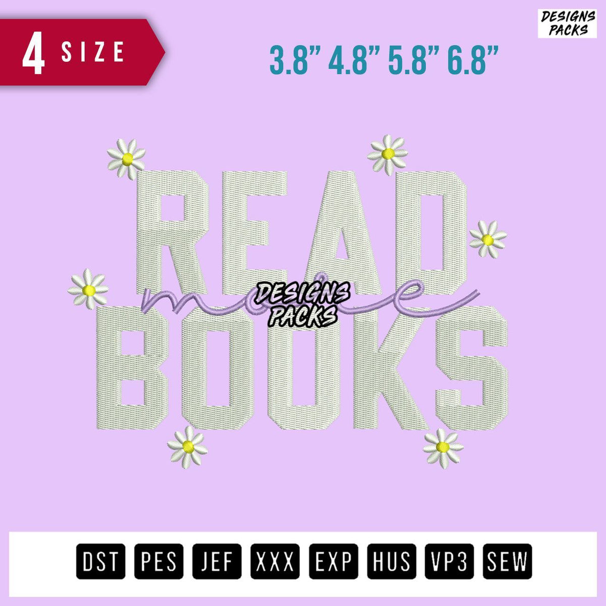 Read Books Embroidery Design