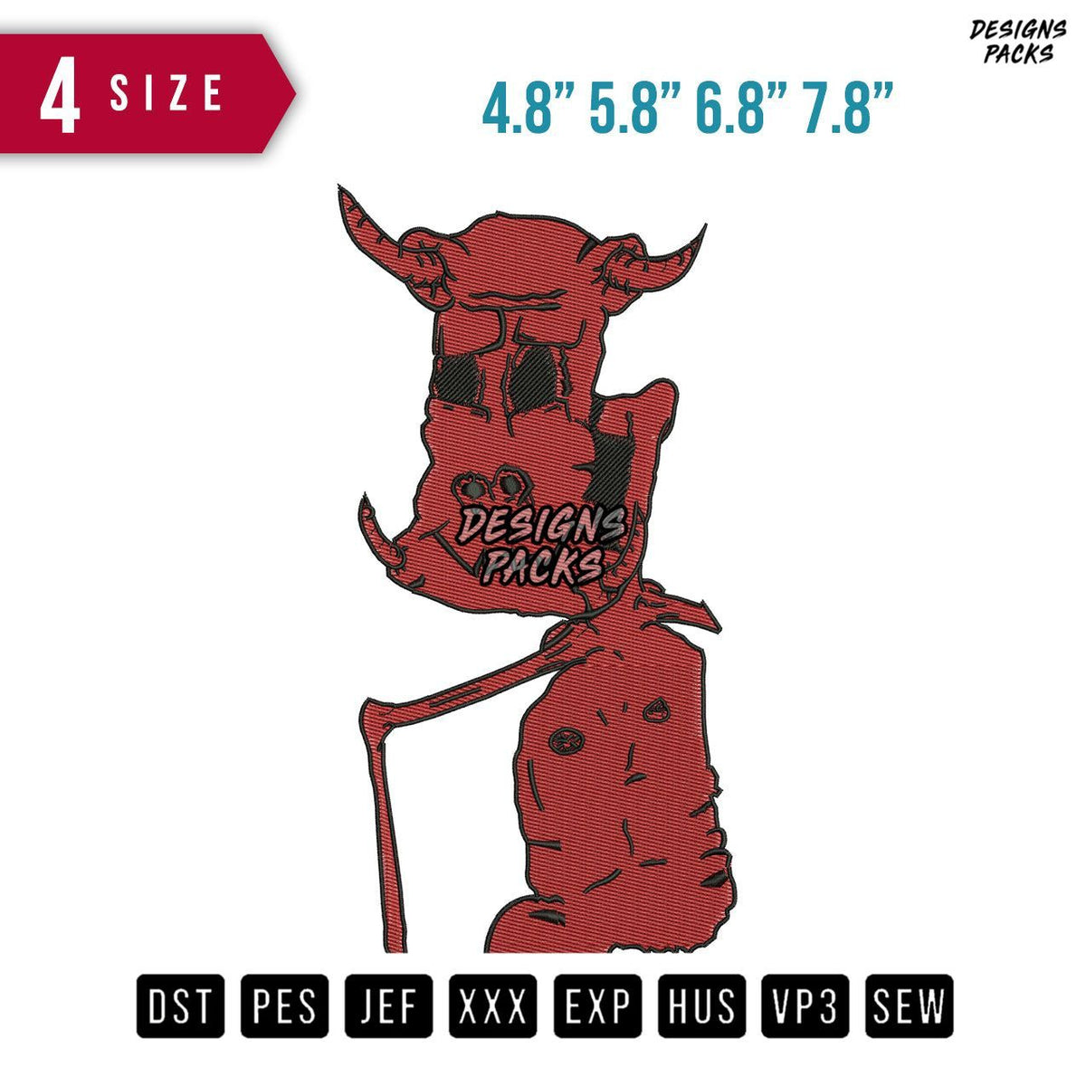 Red Devil Smile Embroidery Design