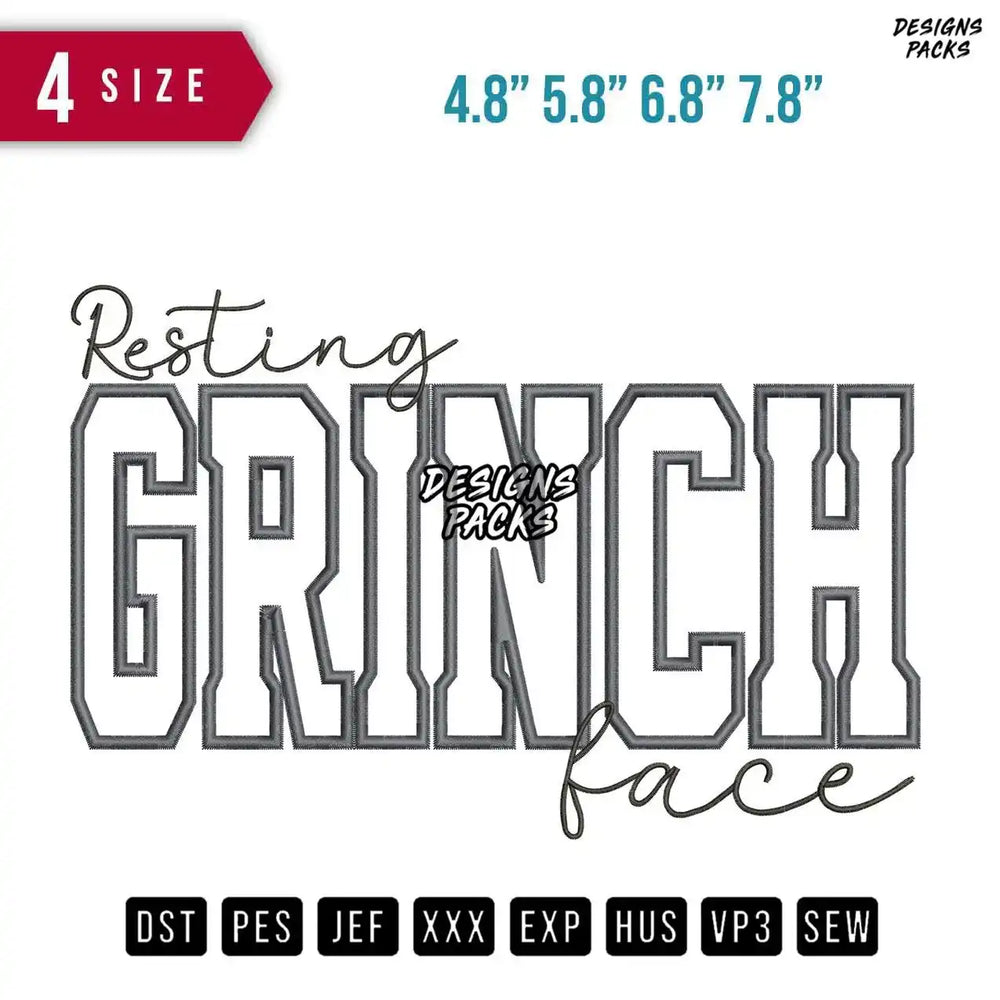 Resting Grinch Applique satin Embroidery Design