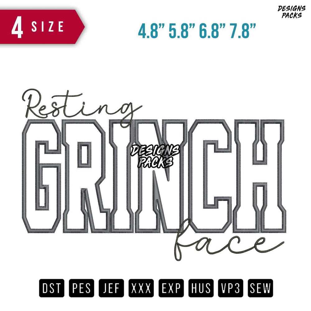 Resting Grinch Applique satin Embroidery Design