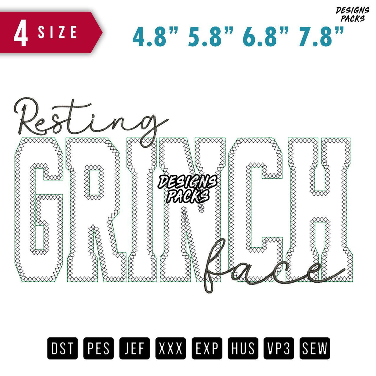 Resting Grinch Applique Embroidery Design