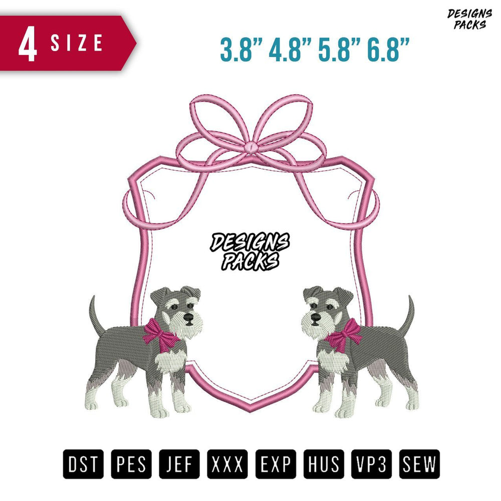 Ribbon 2 Dog C Embroidery Design