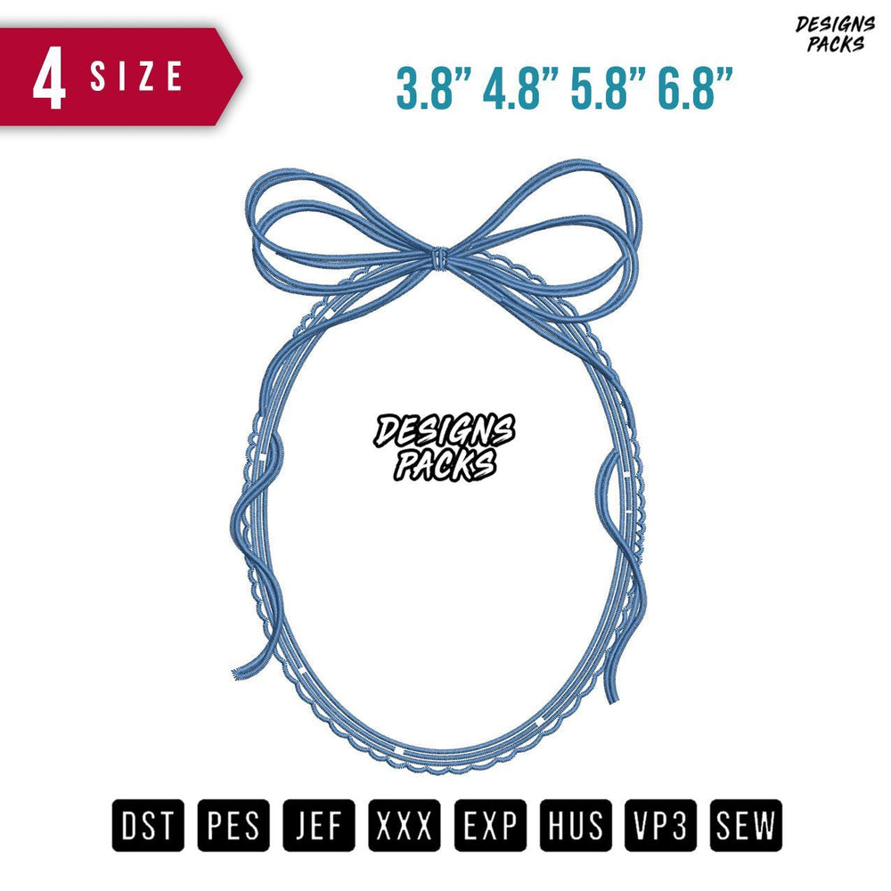 Ribbon Blue Embroidery Design