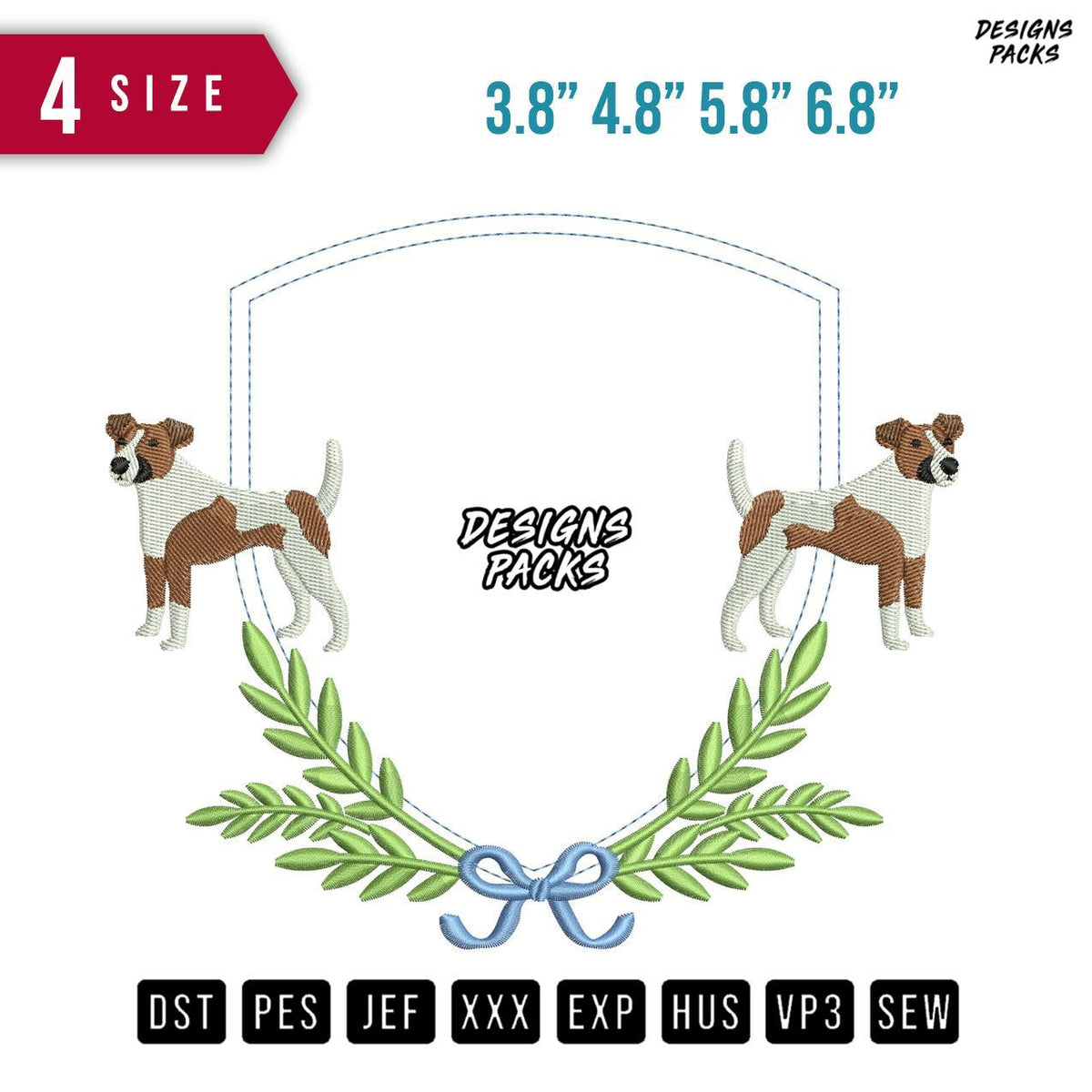 Ribbon Dogs Embroidery Design