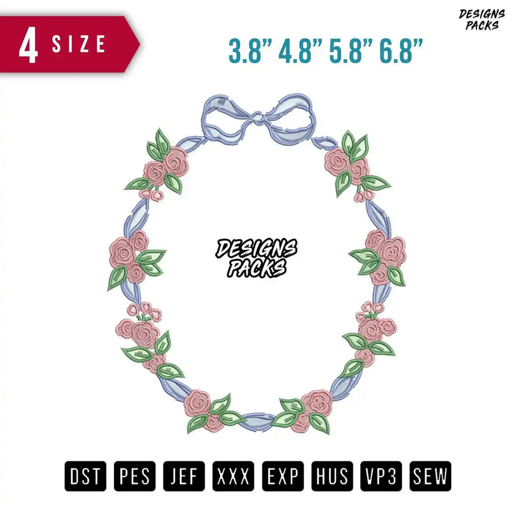 Ribbon Flower C Embroidery Design