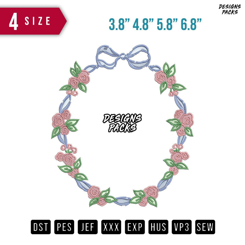 Ribbon Flower C Embroidery Design