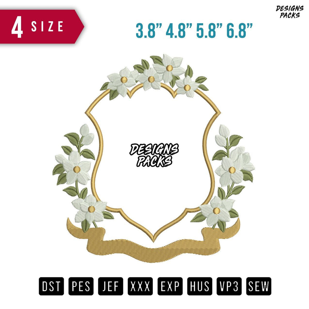 Ribbon Flower E Embroidery Design