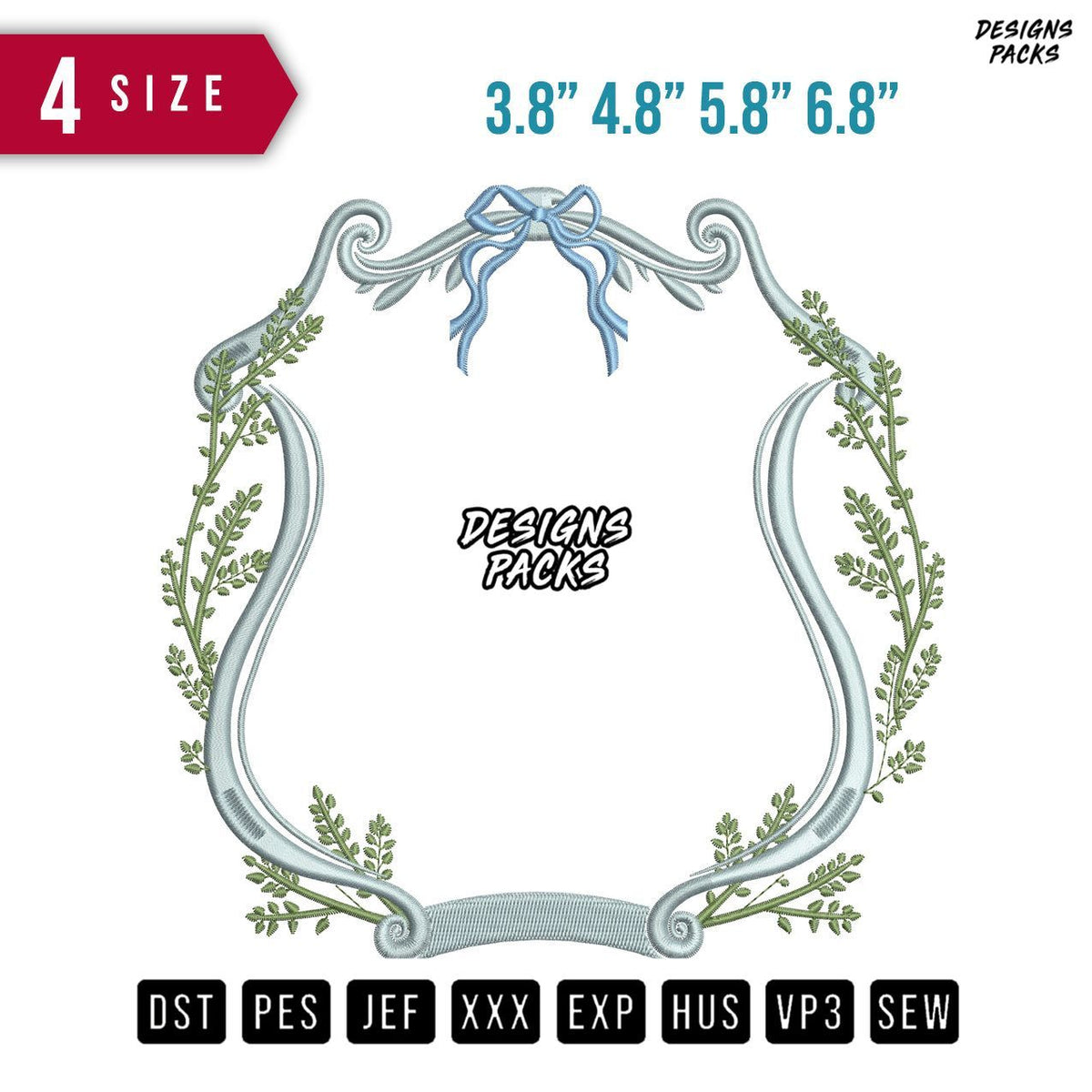 Ribbon Leaf Embroidery Design