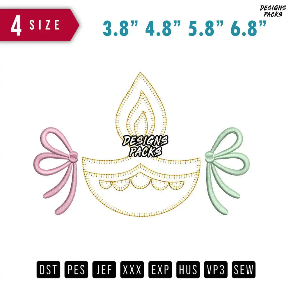 Ribbon Motif Applique Embroidery Design