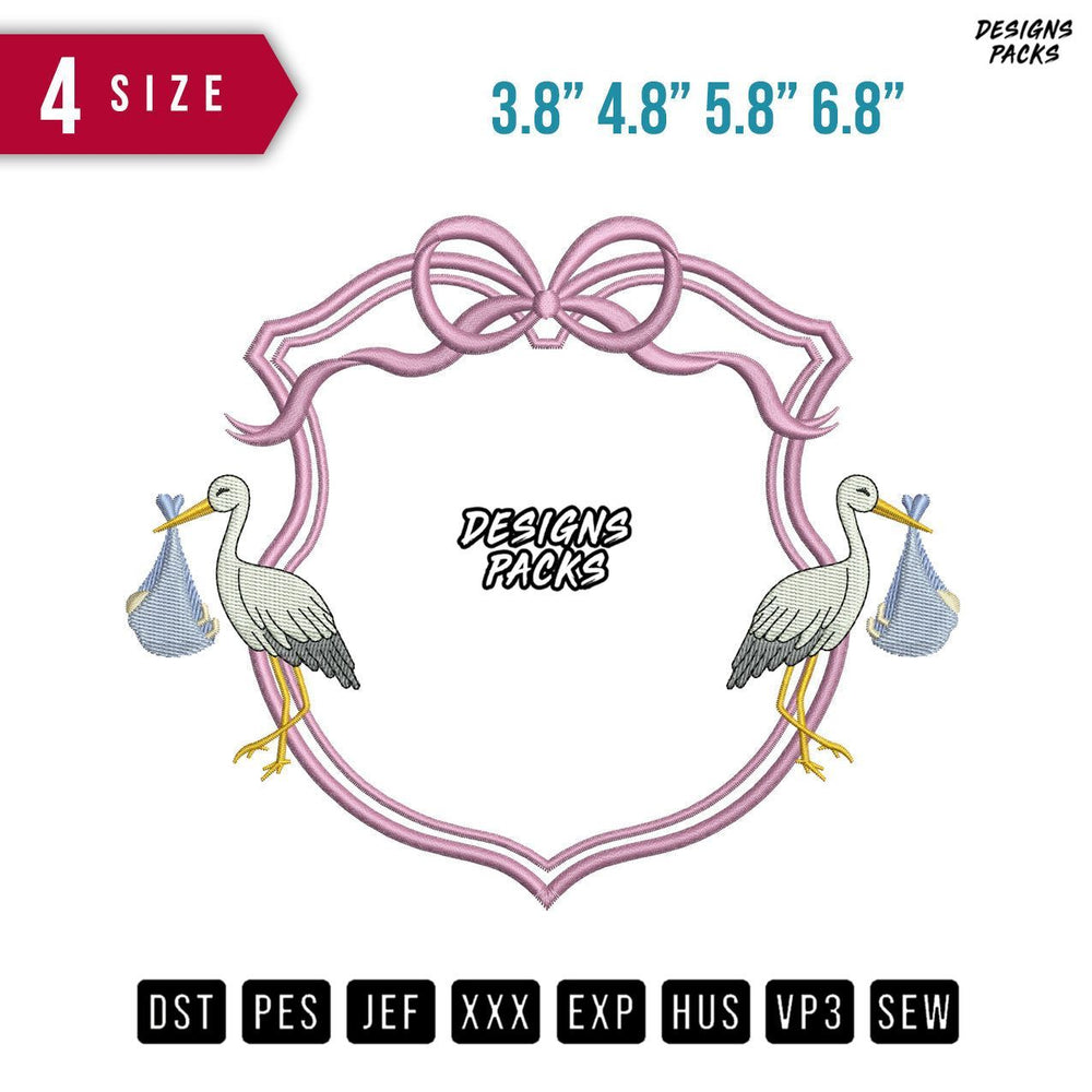 Ribbon Pelican B Embroidery Design