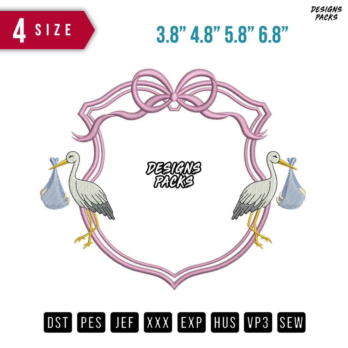 Ribbon Pelican B Embroidery Design