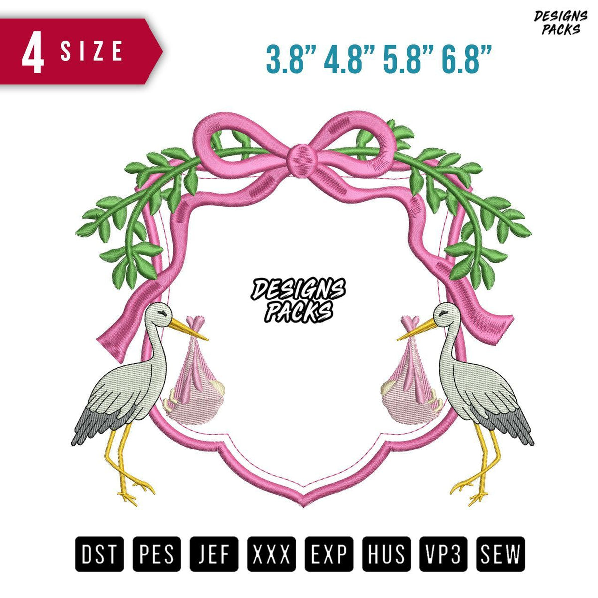 Ribbon Pelican C Embroidery Design