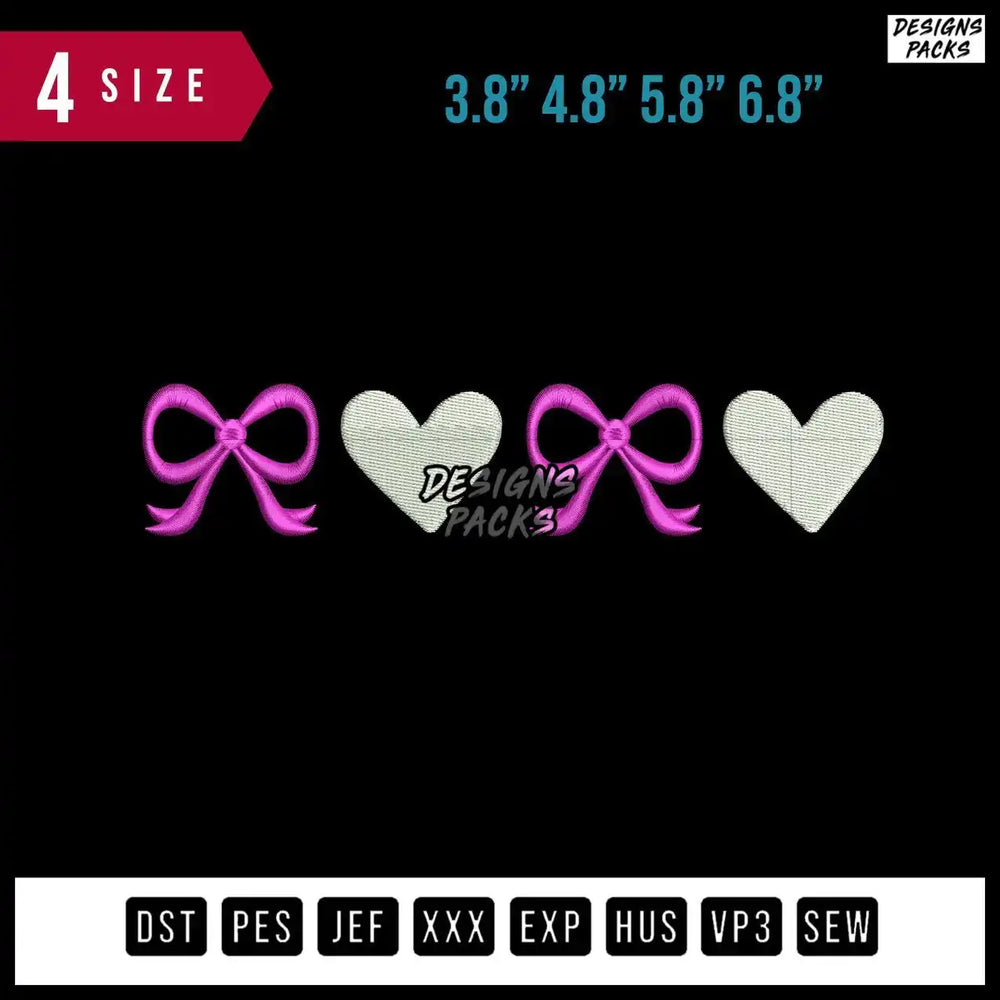 Ribbon Pink Love Embroidery Design
