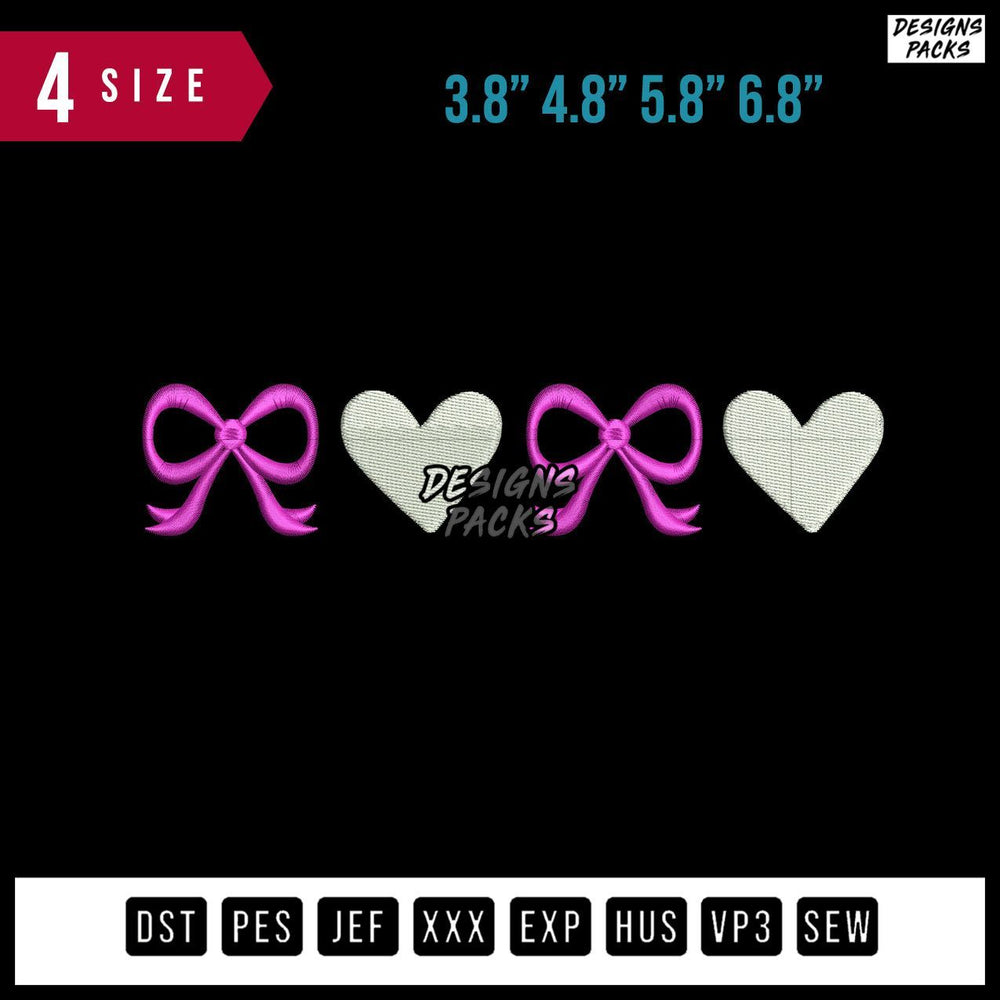 Ribbon Pink Love Embroidery Design