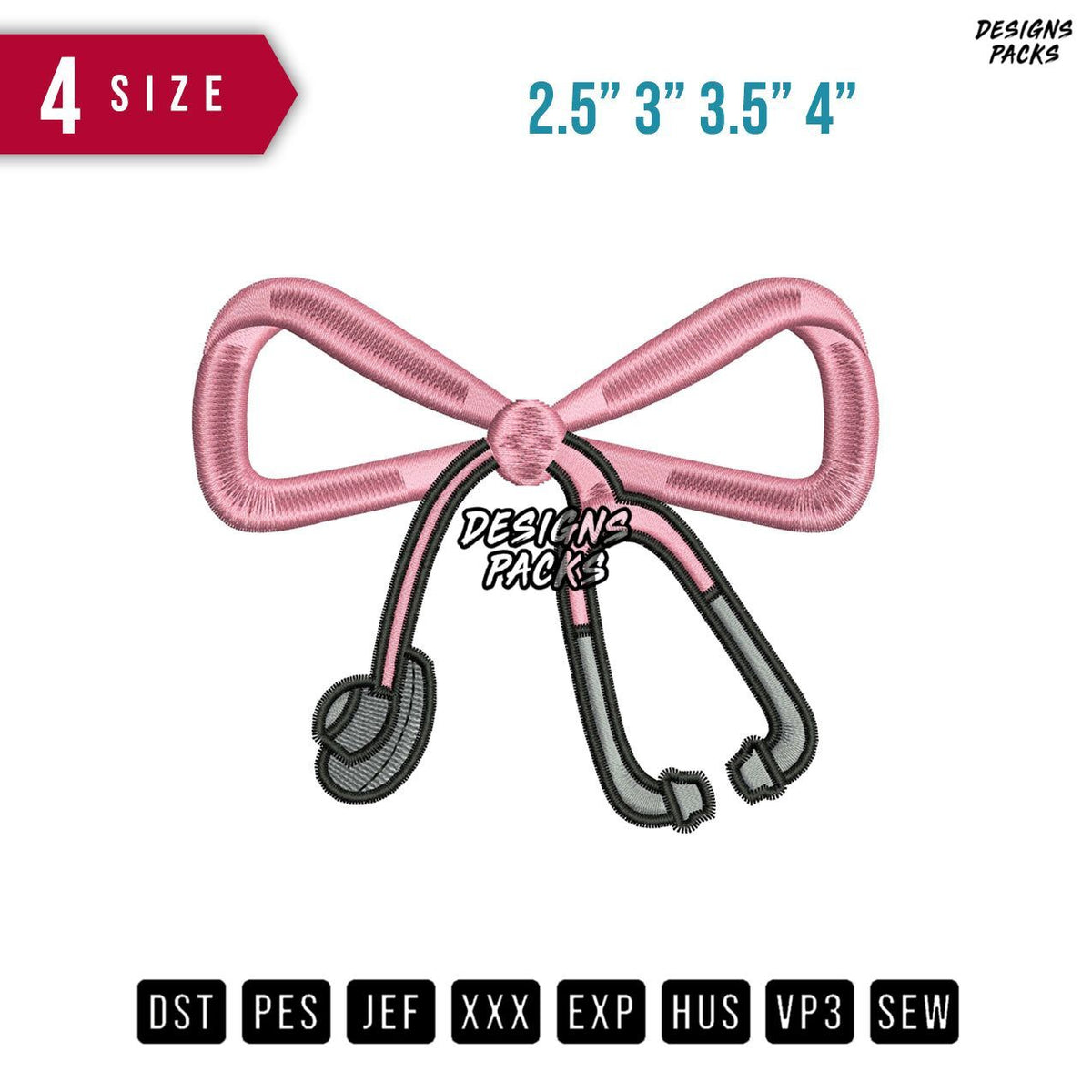 Ribbon Stetoskop B Embroidery Design