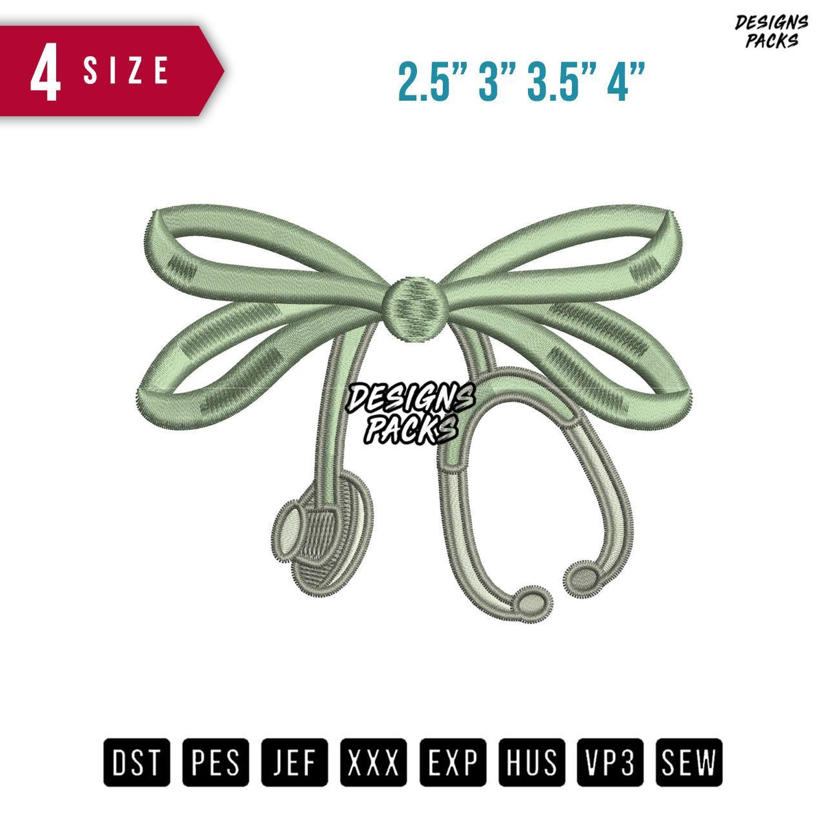 Ribbon Stetoskop Embroidery Design