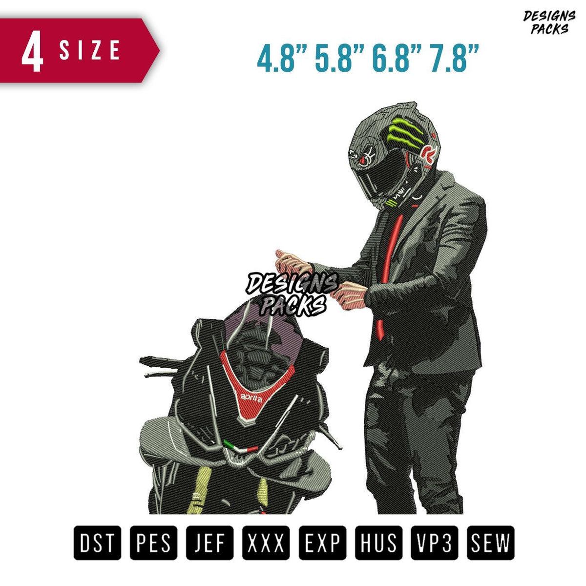 Rider Prepare Embroidery Design