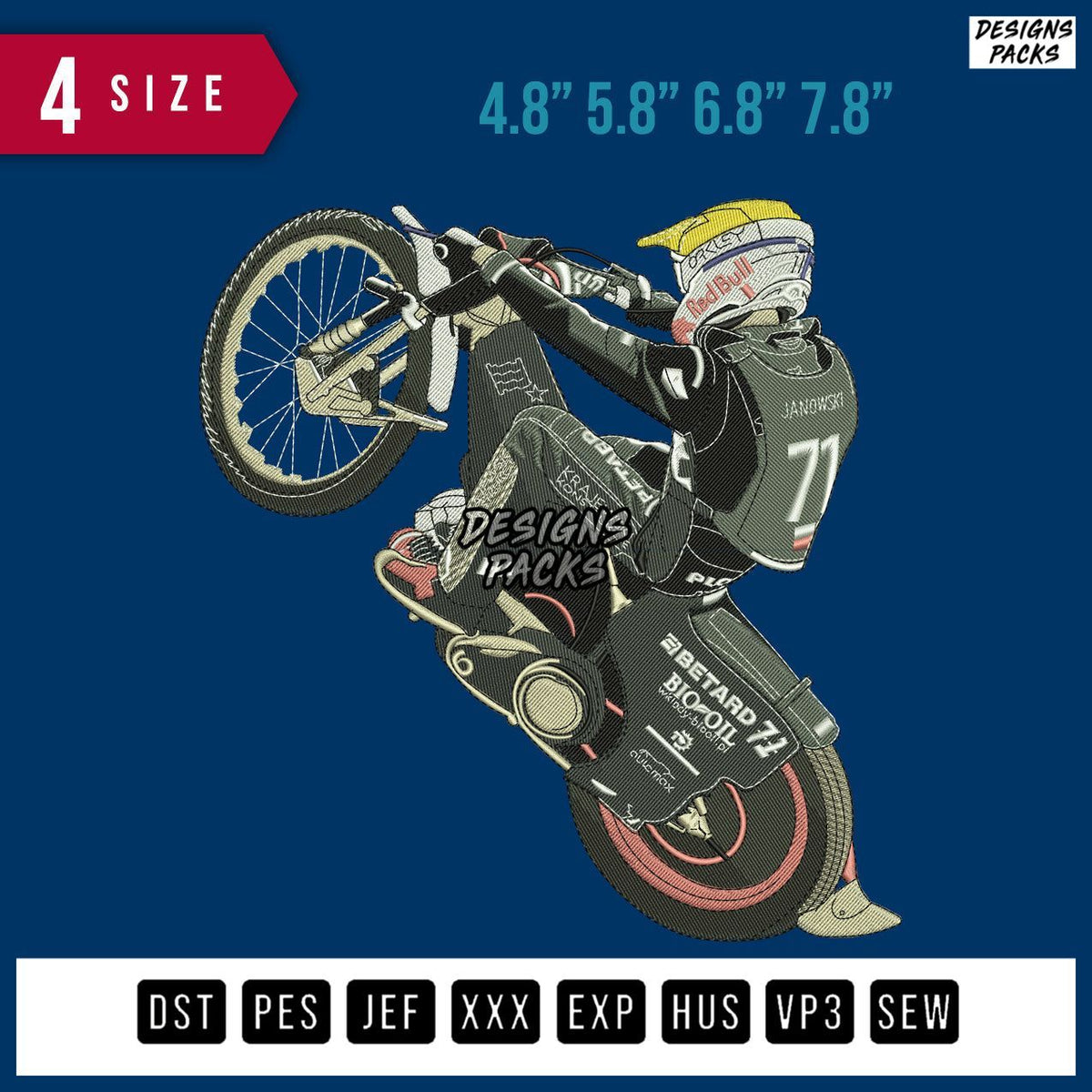 Rider Standing Embroidery Design