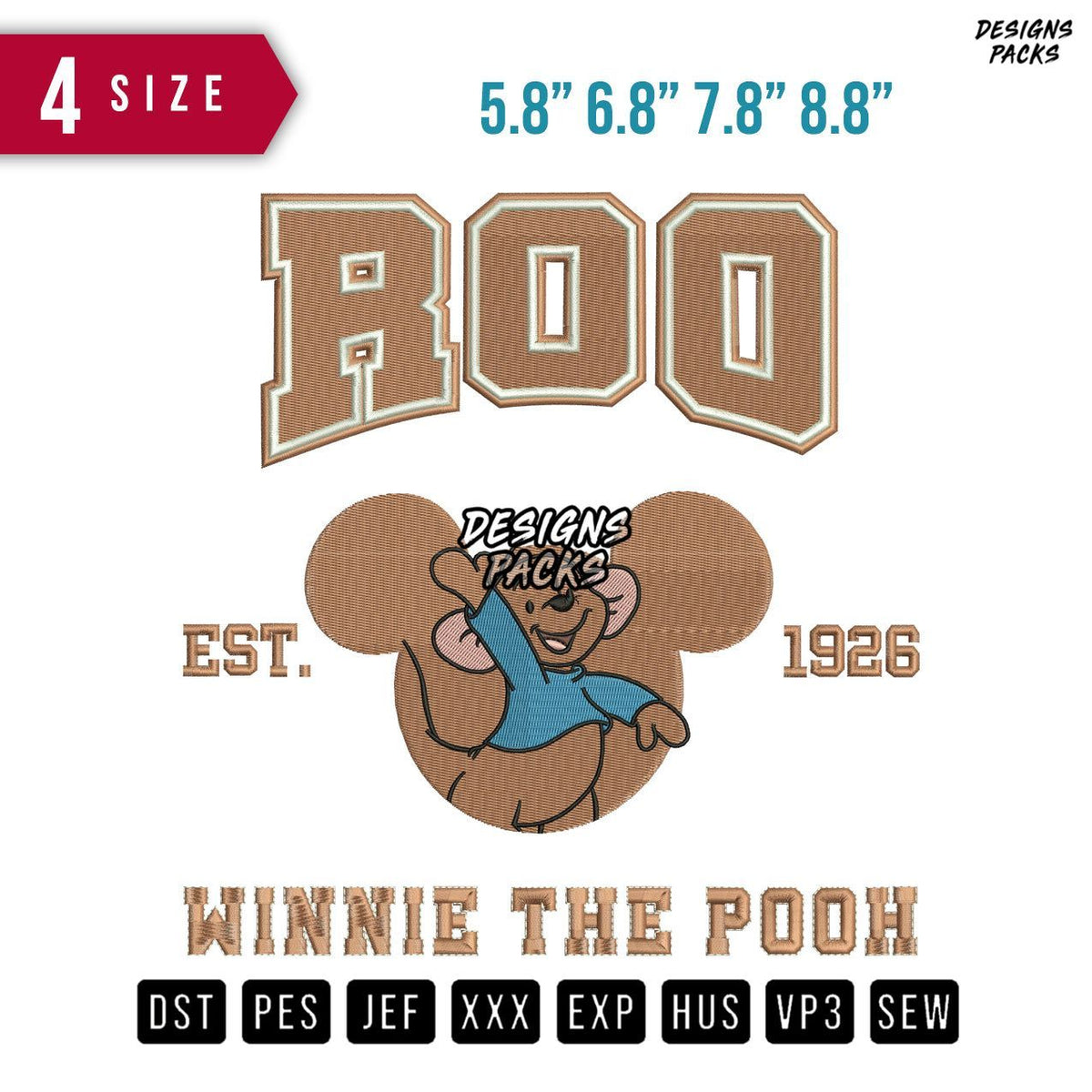 Roo Winnie Embroidery Design