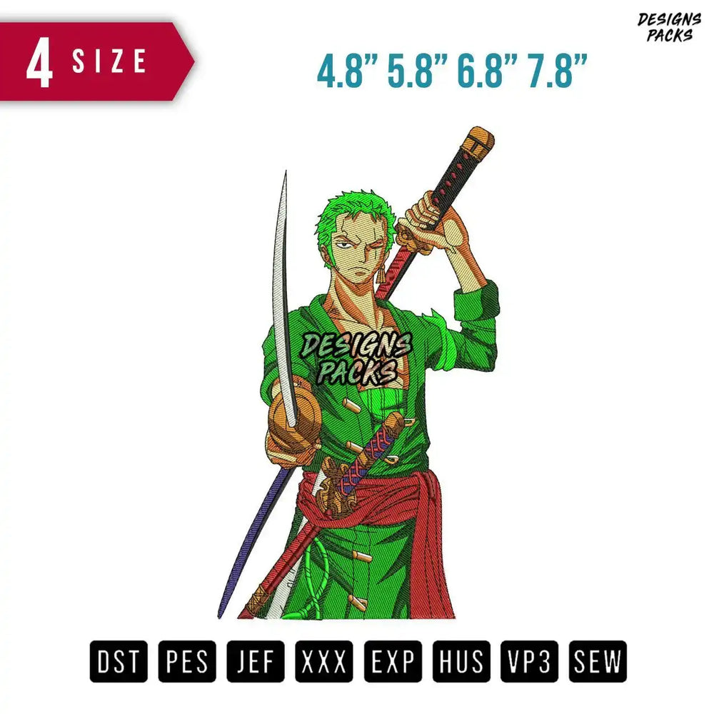 Roronoa Zoro Sword Embroidery Design