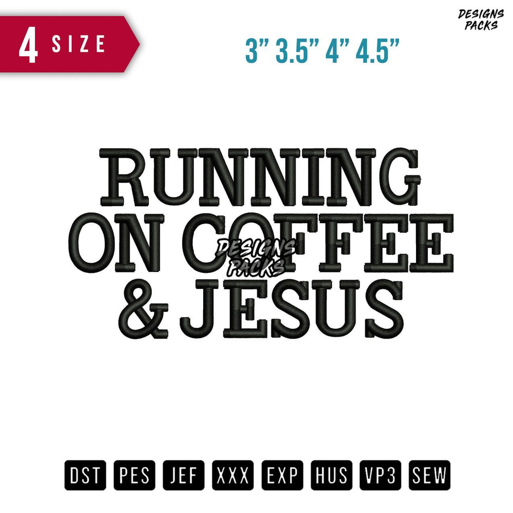Running Coffee DPuff Embroidery Design