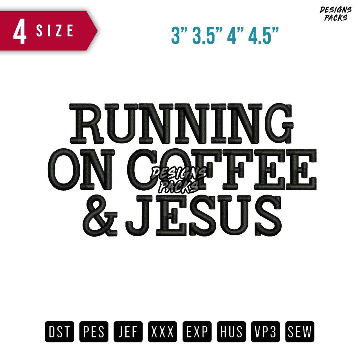 Running Coffee DPuff Embroidery Design