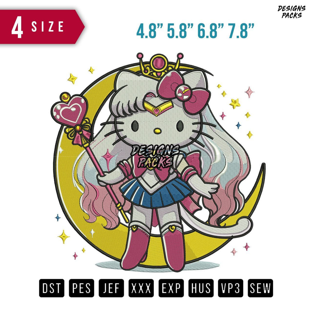 Sailormoon Hello kitty Embroidery Design