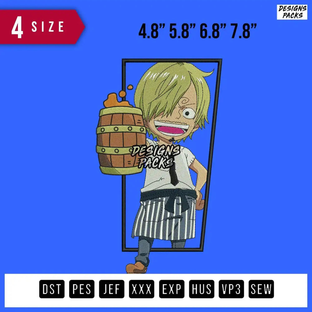 Sanji Drinking Embroidery Design