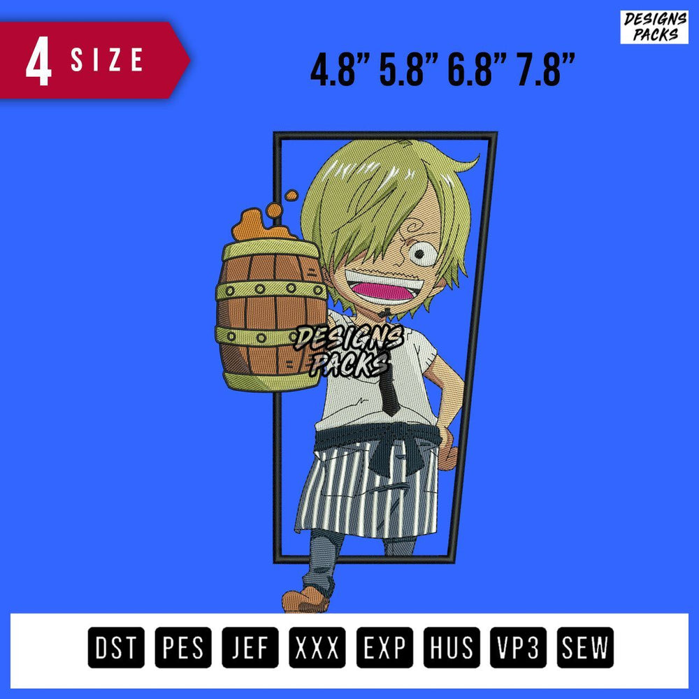 Sanji Drinking Embroidery Design