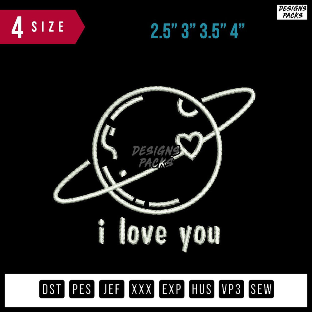 Saturn Love Embroidery Design