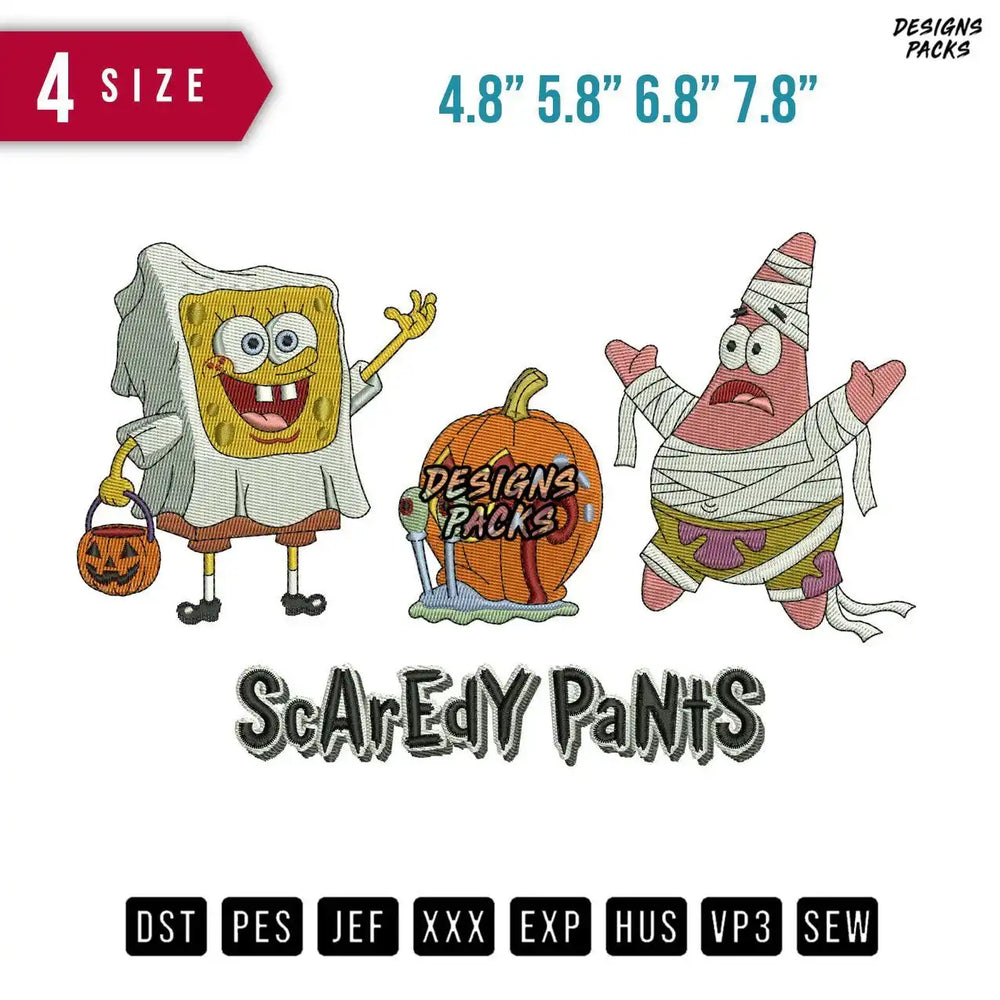 Scaredy Pants B Embroidery Design
