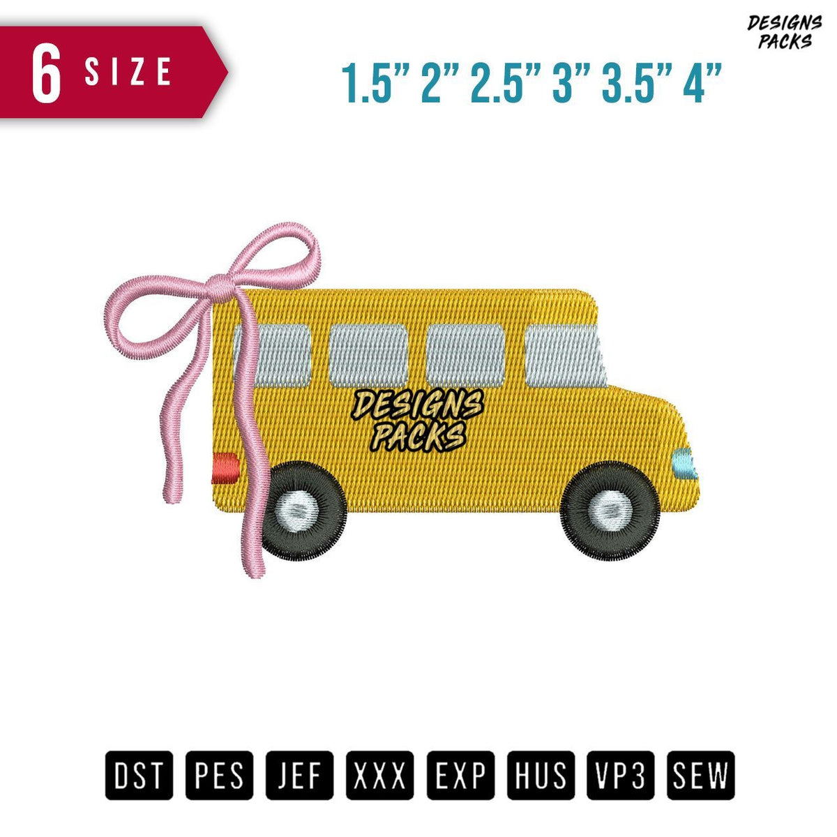 School Bus Embroidery Design