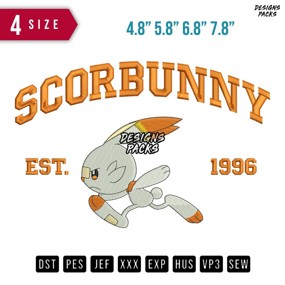Scorbunny Est Embroidery Design