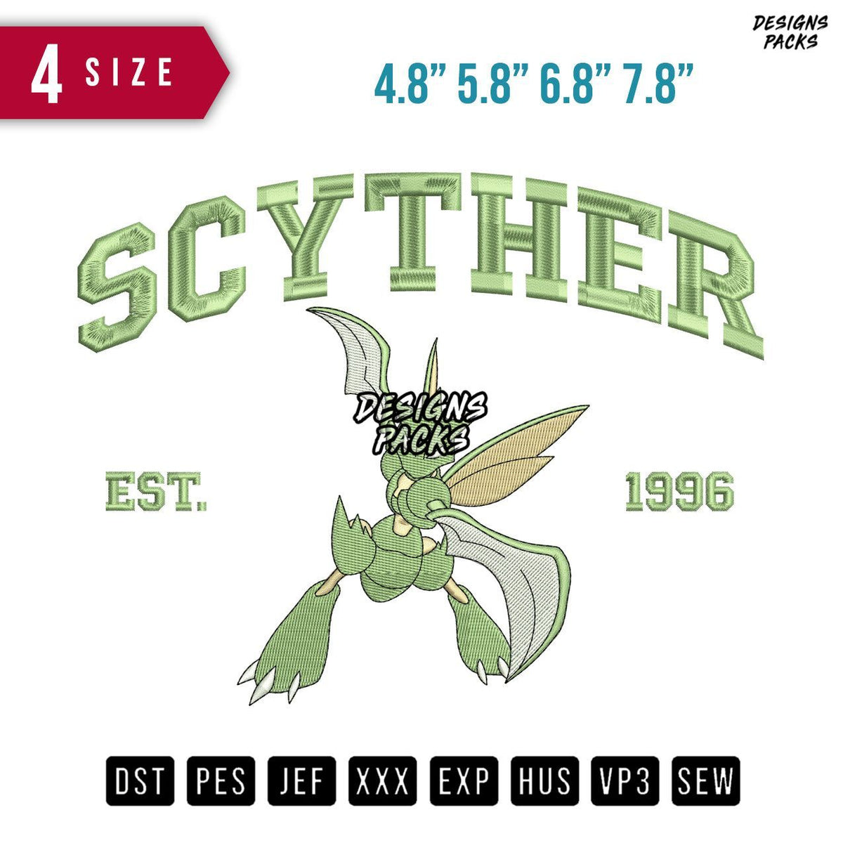 Scyther Est Embroidery Design