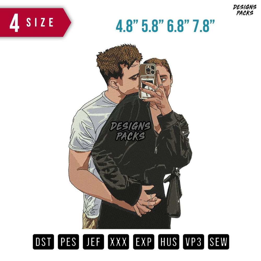 Selfie Huge Couple Embroidery Design