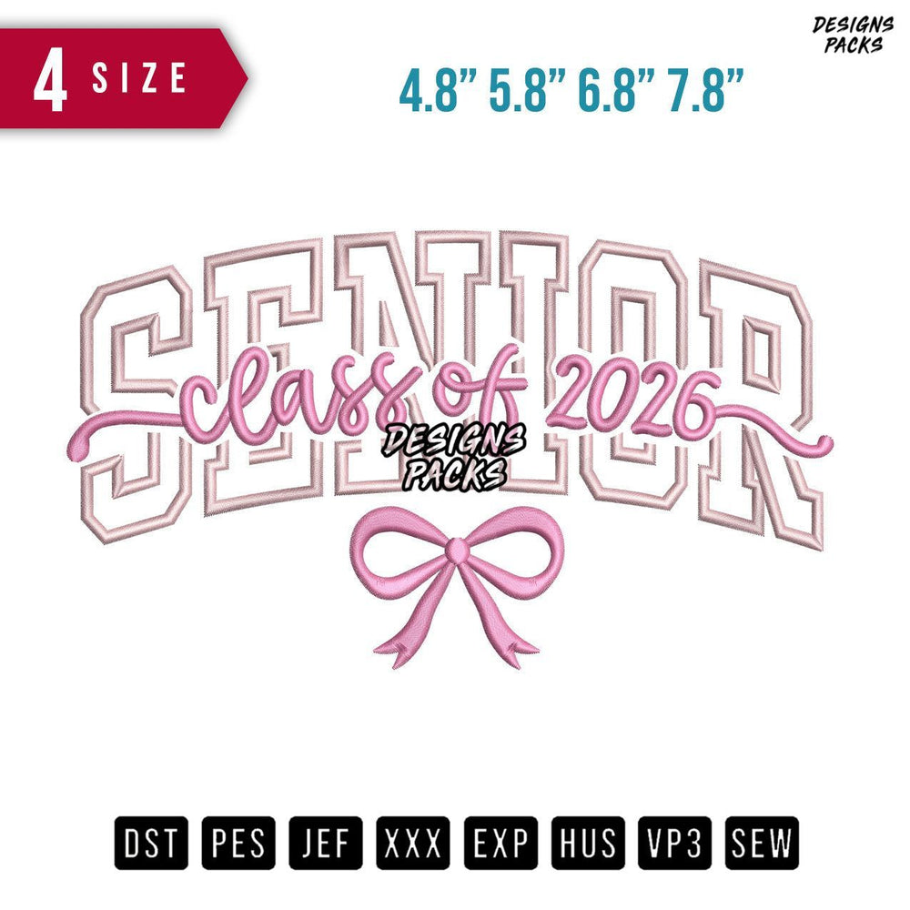 Senior Bowtie Embroidery Design