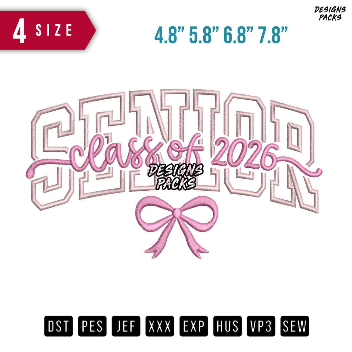 Senior Bowtie Embroidery Design