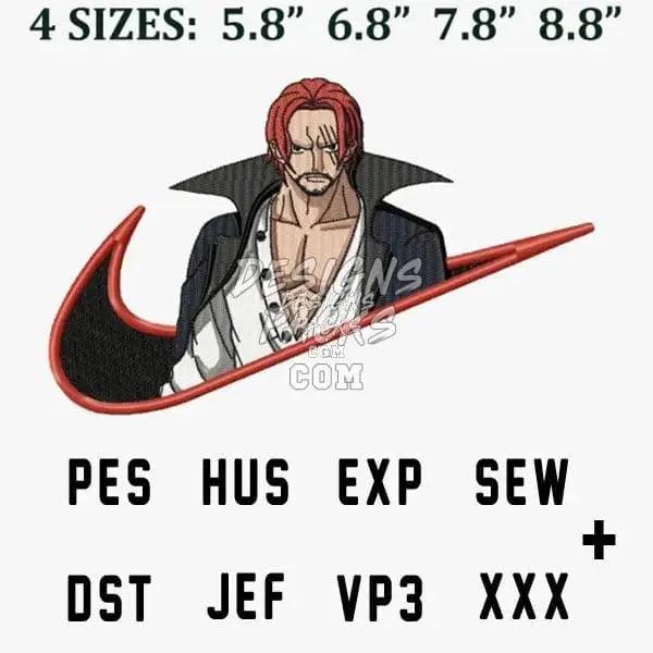 Shanks One Piece Swoosh Sport Anime Embroidery Design designspacks