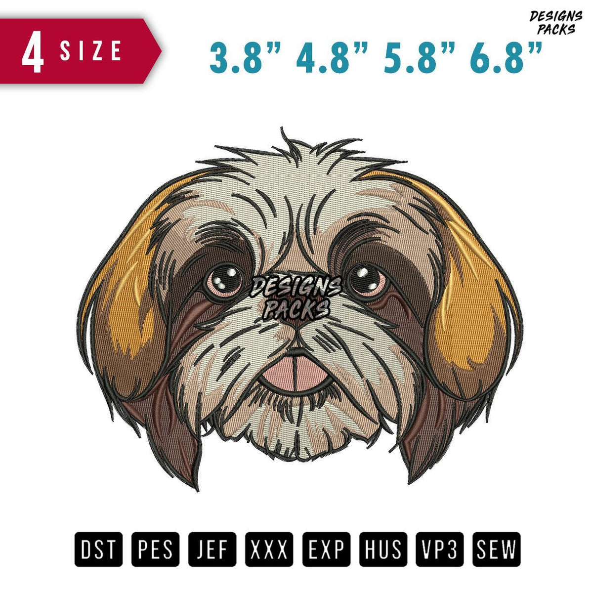 Shih Tzu Dog Embroidery Design
