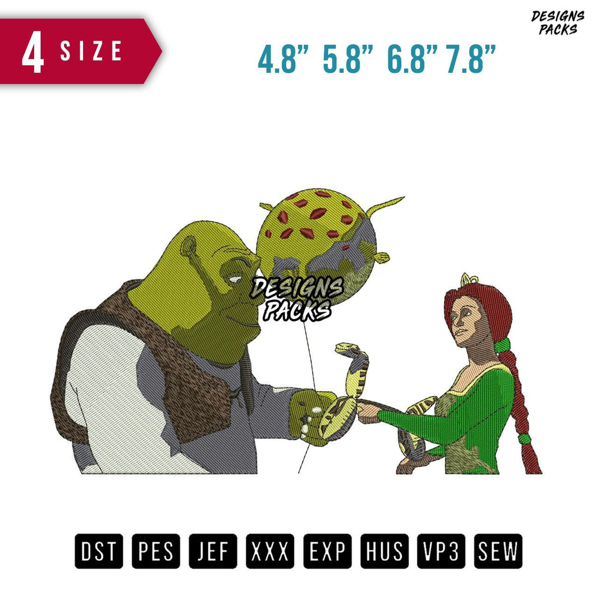 Shrek And Girl Embroidery Design