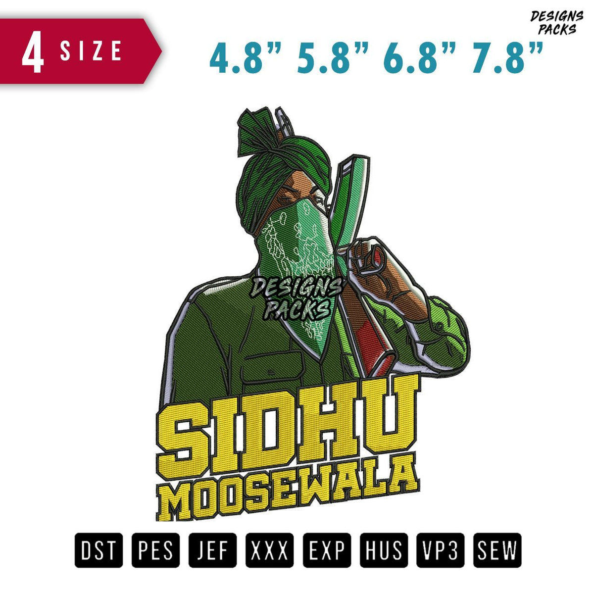 Sidhu Moosewala Embroidery Design