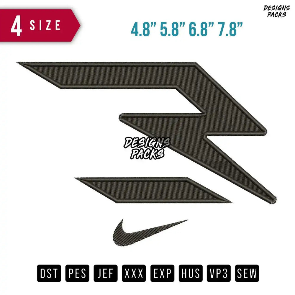 Sign R Swoosh Brand Embroidery Design