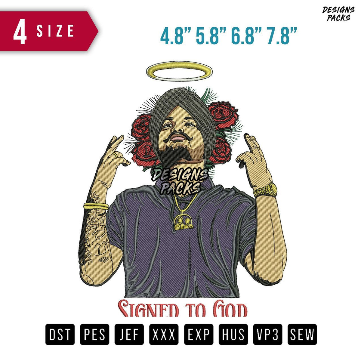 Signed To God Embroidery Design