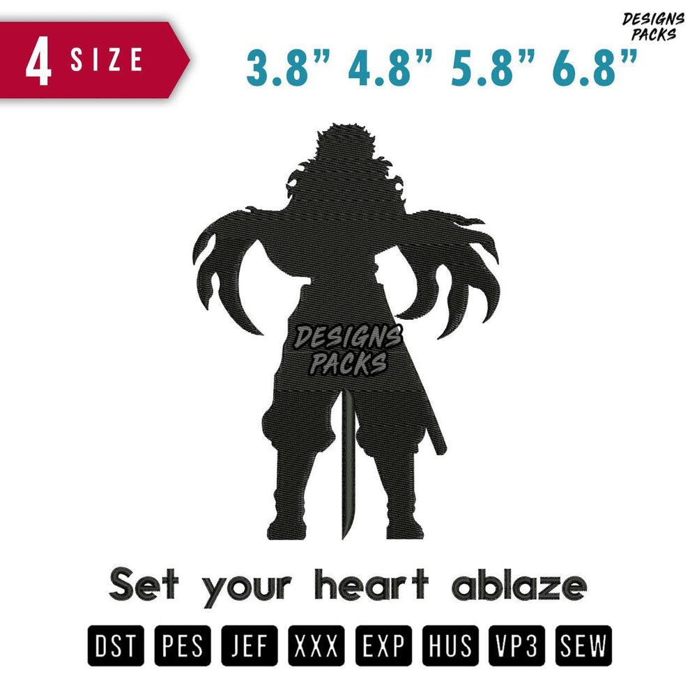 Silhouette Kyojuro Embroidery Design