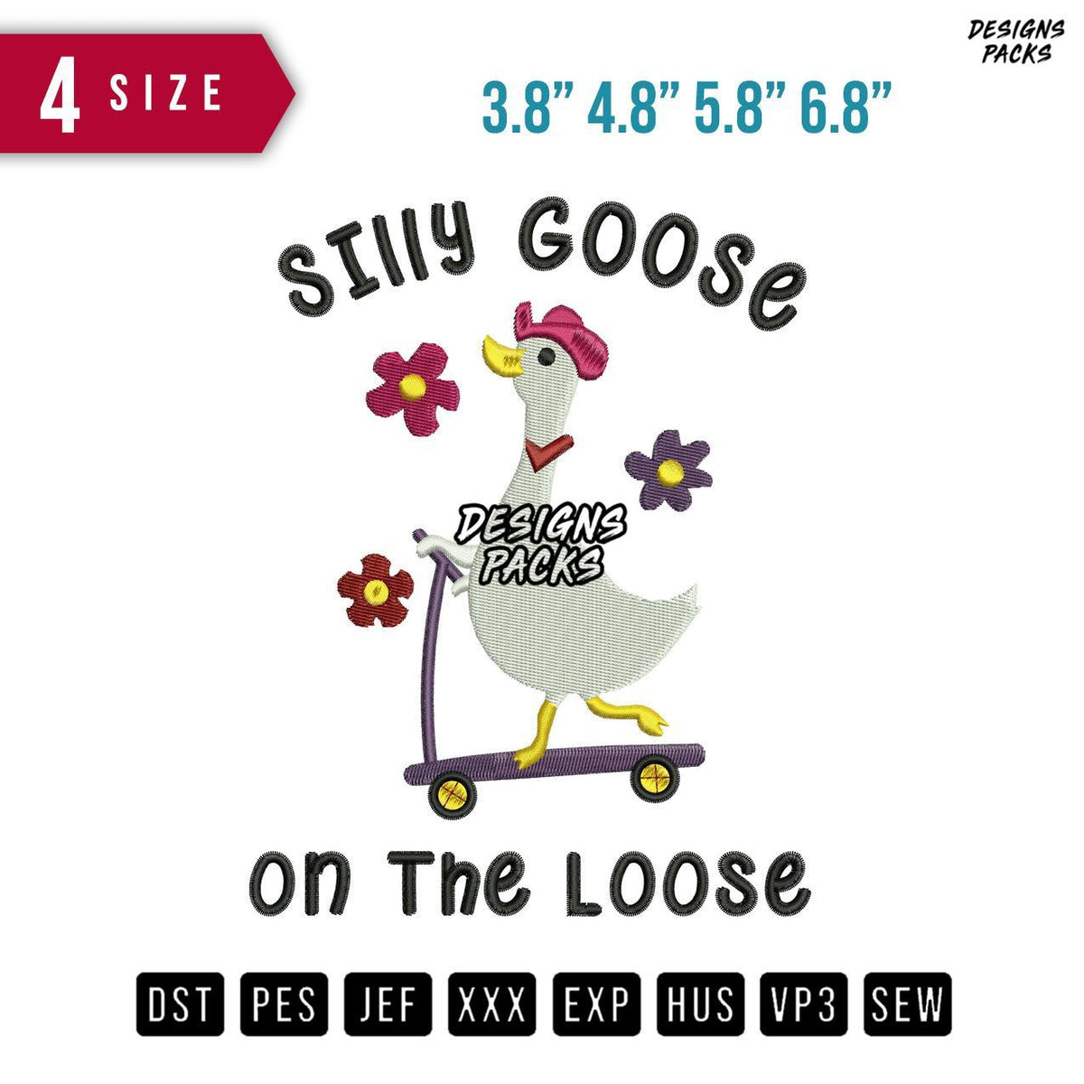 Silly Goose On The Loose B Embroidery Design