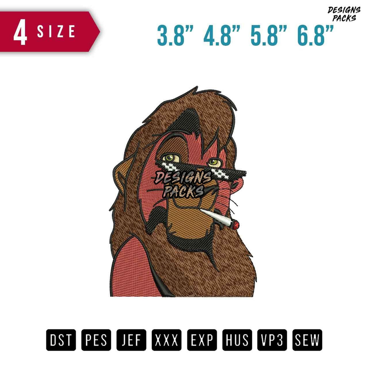 Simba Eyeglasses Embroidery Design