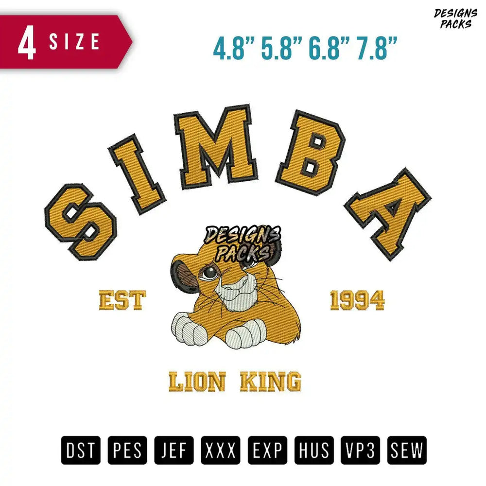 Simba Lion King Embroidery Design